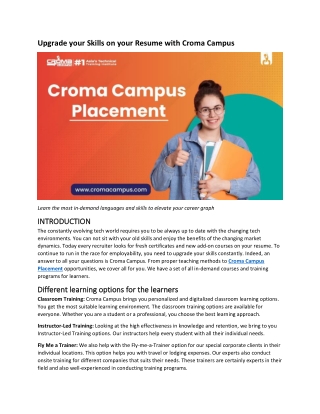 Upgrade your Skills on your Resume with Croma Campus