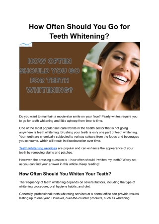 How Often Should You Go for Teeth Whitening?