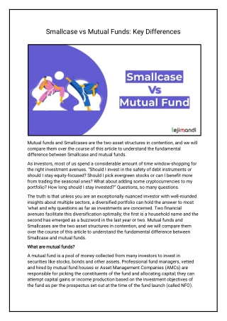 Smallcase vs Mutual Funds Key Differences