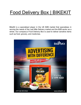 Food Delivery Box  | BIKEKIT