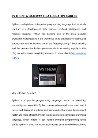 PYTHON _ A GATEWAY TO A LUCRATIVE CAREER