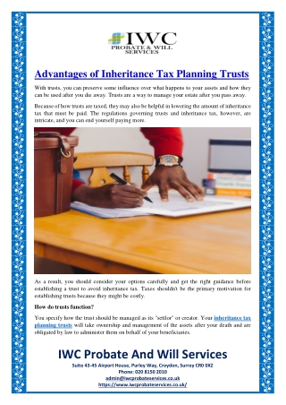 Advantages of Inheritance Tax Planning Trusts
