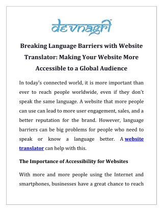 Breaking Language Barriers with Website Translator Making Your Website More Accessible to a Global Audience