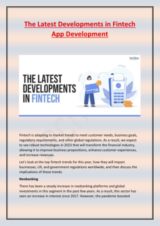 The Latest Developments in Fintech App Development