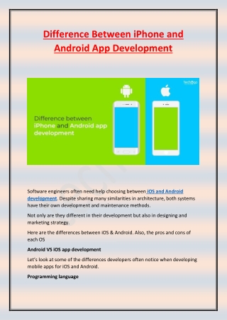 Difference Between iPhone and Android App Development