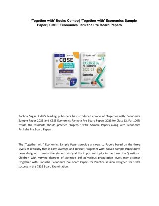 ‘Together with’ Books Combo _ ‘Together with’ Economics Sample Paper _ CBSE Economics Pariksha Pre Board Papers