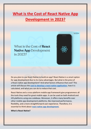 What is the Cost of React Native App Development in 2023