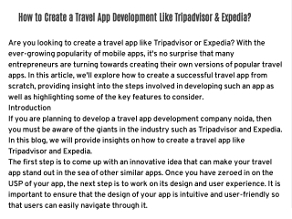 How to Create a Travel App Development Like Tripadvisor & Expedia?