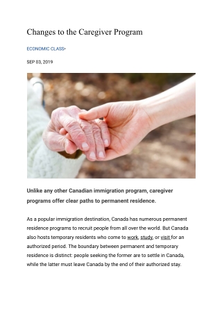 Changes to the Caregiver Program