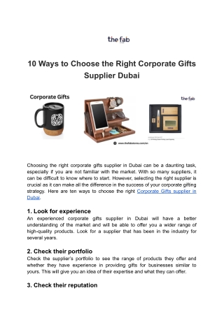 10 Ways to Choose the Right Corporate Gifts Supplier Dubai