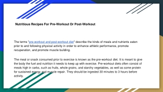 Nutritious Recipes For Pre-Workout Or Post-Workout