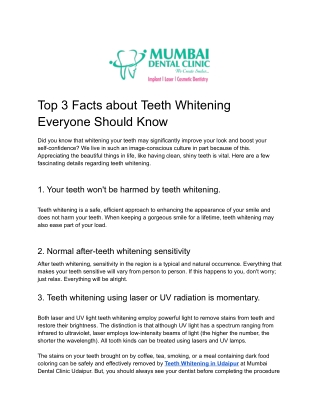 Top 3 Facts about Teeth Whitening Everyone Should Know