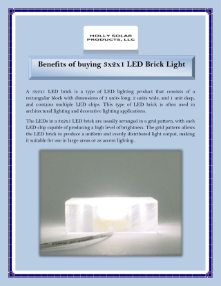 Benefits of buying 3x2x1 LED Brick Light