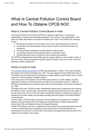 What Is Central Pollution Control Board and How To Obtain CPCB NOC