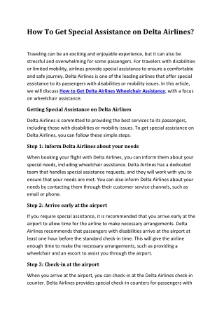 How To Get Special Assistance on Delta Airlines