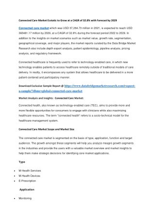 Connected Care Market Ecstatic to Grow at a CAGR of 32.8 with Forecast by 2029