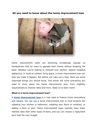 home improvement loan