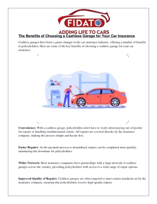 The Benefits of Choosing a Cashless Garage for Your Car Insurance