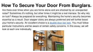 How To Secure Your Door From Burglars.