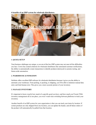 Best Erp for wholesale Distribution in UAE
