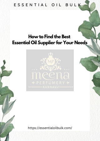 How to Find the Best Essential Oil Supplier for Your Needs
