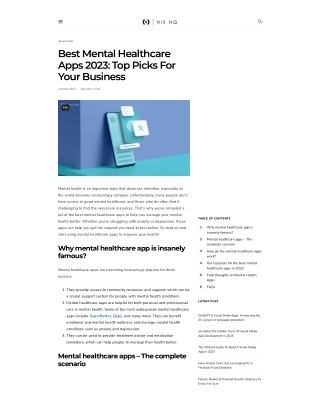Best Mental Healthcare Apps 2023: Top Picks For Your Business