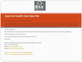 Spa And Health Club Near Me