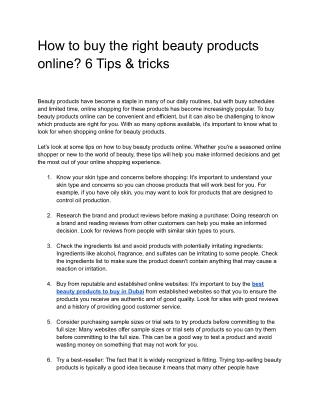 How to buy the right beauty products online