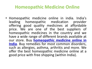 Homeopathic Medicine Online in India| Homeonherbs