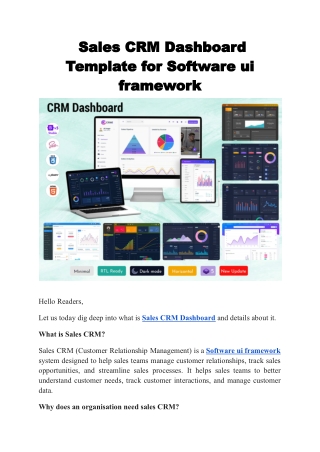 _Sales CRM Dashboard Template for Software ui framework