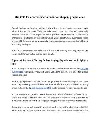 Use CPQ for eCommerce to Enhance Shopping Experience