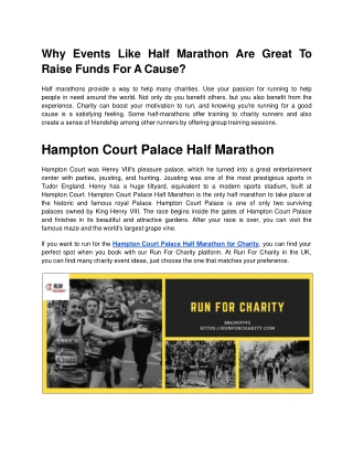 Why Events Like Half Marathon Are Great To Raise Funds For A Cause