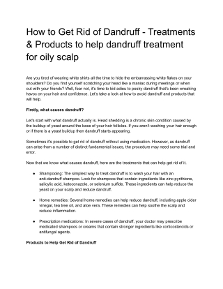 How to Get Rid of Dandruff - Treatments & Products to help