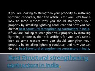Best Structural strengthening contractors in India