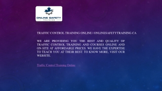 Traffic Control Training Online  Onlinesafetytraining.ca