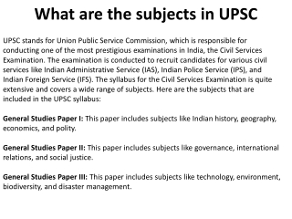 What are the subjects in UPSC