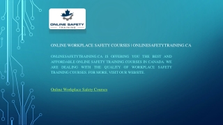 Online Workplace Safety Courses  Onlinesafetytraining.ca