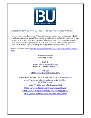 Norstrat How to Win Clients & Influence Markets with it