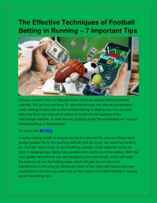 The Effective Techniques of Football Betting in Running – 7 Important Tips