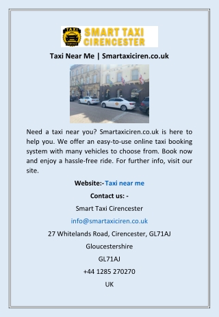 Taxi Near Me | Smartaxiciren.co.uk