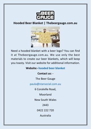 Hooded Beer Blanket | Thebeergauge.com.au