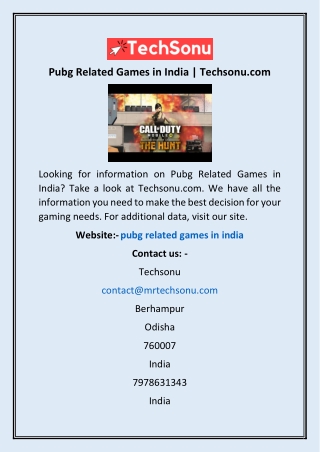 Pubg Related Games in India | Techsonu.com