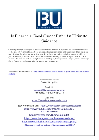 Is Finance a Good Career Path An Ultimate Guidance