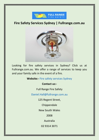 Fire Safety Services Sydney  Fullrange.com