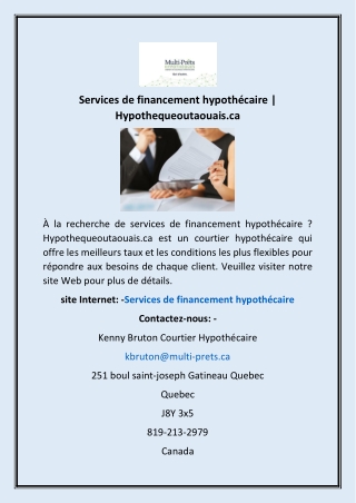 Services de financement hypothécaire | Hypothequeoutaouais.ca