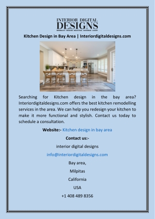 Kitchen Design in Bay Area  Interiordigitaldesigns