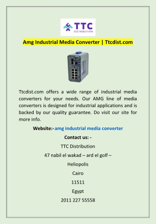 Amg Industrial Media Converter | Ttcdist.com