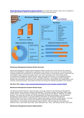 Warehouse Management System Market- Global Industry Analysis and Forecast (2022-
