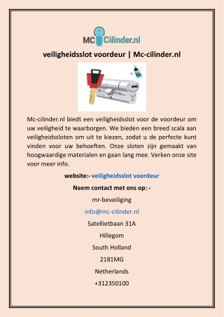 veiligheidsslot voordeur | Mc-cilinder.nl