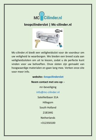 knopcilinderslot | Mc-cilinder.nl